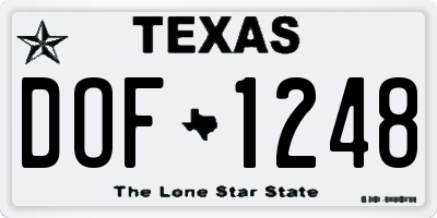 TX license plate DOF1248