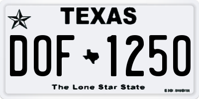 TX license plate DOF1250