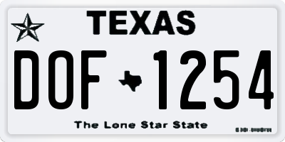 TX license plate DOF1254