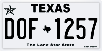 TX license plate DOF1257