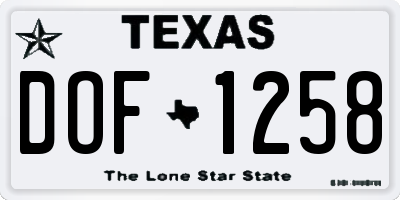 TX license plate DOF1258