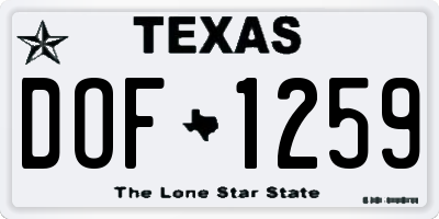 TX license plate DOF1259