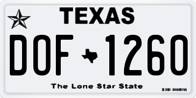 TX license plate DOF1260