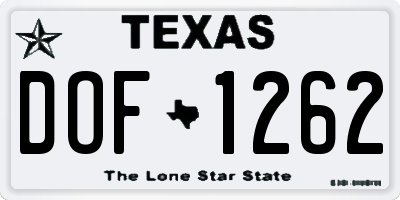 TX license plate DOF1262