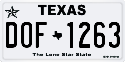 TX license plate DOF1263