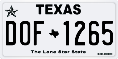 TX license plate DOF1265