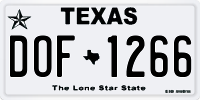 TX license plate DOF1266