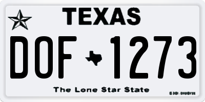 TX license plate DOF1273