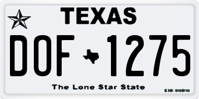 TX license plate DOF1275