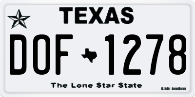 TX license plate DOF1278