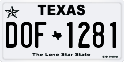 TX license plate DOF1281