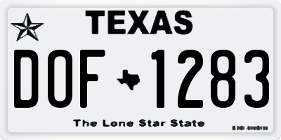 TX license plate DOF1283