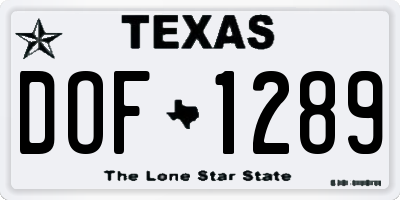 TX license plate DOF1289