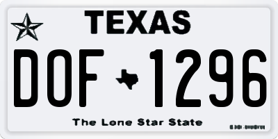 TX license plate DOF1296
