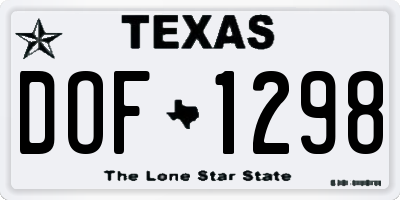 TX license plate DOF1298