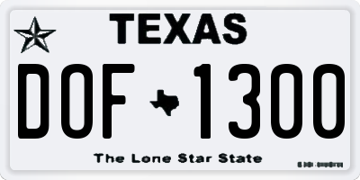 TX license plate DOF1300