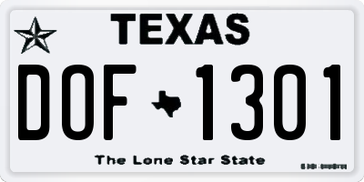TX license plate DOF1301