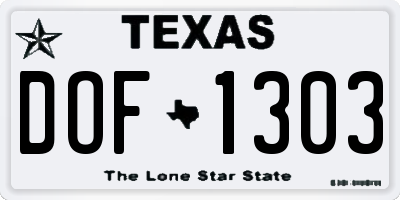 TX license plate DOF1303
