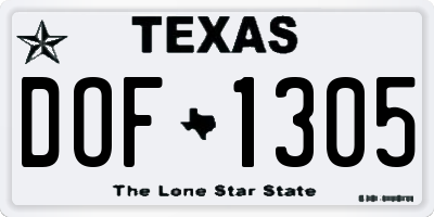 TX license plate DOF1305