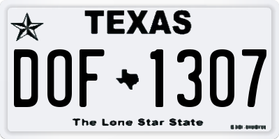 TX license plate DOF1307
