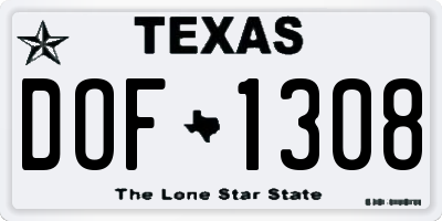 TX license plate DOF1308