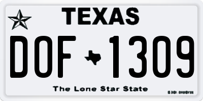 TX license plate DOF1309