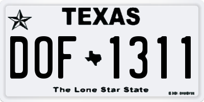 TX license plate DOF1311