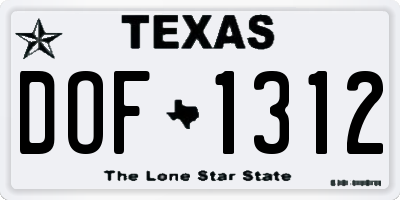 TX license plate DOF1312
