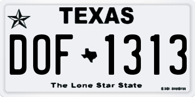 TX license plate DOF1313