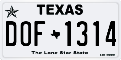 TX license plate DOF1314