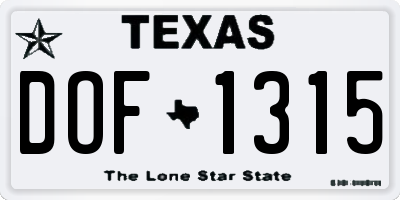TX license plate DOF1315