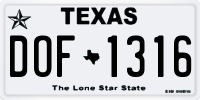 TX license plate DOF1316