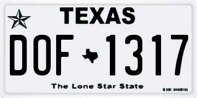 TX license plate DOF1317