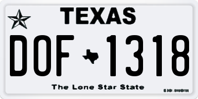 TX license plate DOF1318