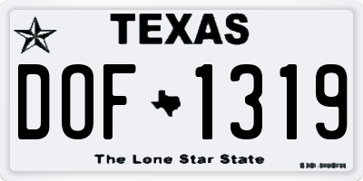 TX license plate DOF1319