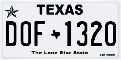 TX license plate DOF1320