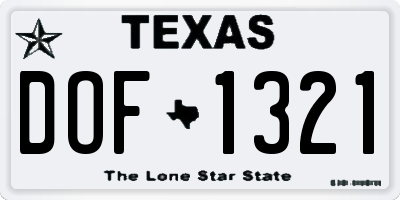 TX license plate DOF1321