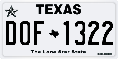 TX license plate DOF1322