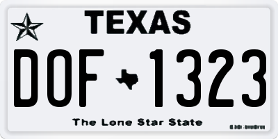 TX license plate DOF1323