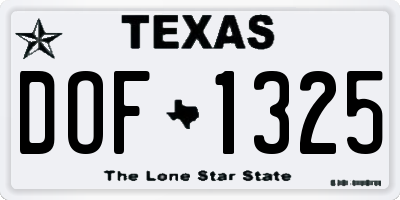 TX license plate DOF1325