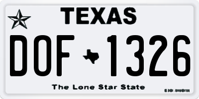 TX license plate DOF1326