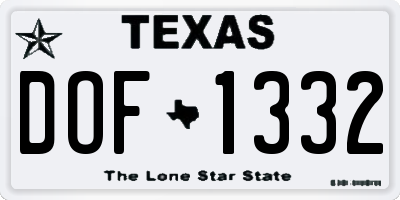 TX license plate DOF1332