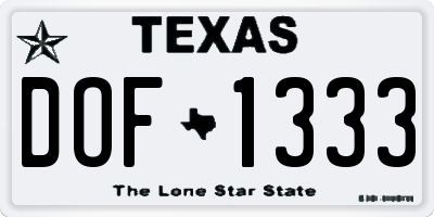 TX license plate DOF1333