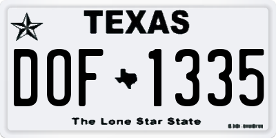 TX license plate DOF1335