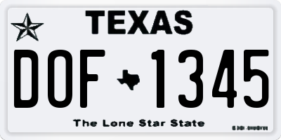 TX license plate DOF1345