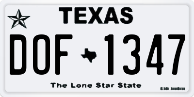 TX license plate DOF1347