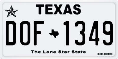 TX license plate DOF1349
