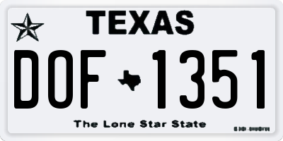 TX license plate DOF1351