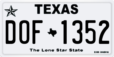 TX license plate DOF1352