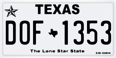 TX license plate DOF1353